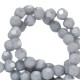 Faceted glass beads 4mm round Cloudy grey-pearl shine coating